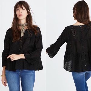 Madewell Eyelet Tiered Button Back Top XXL